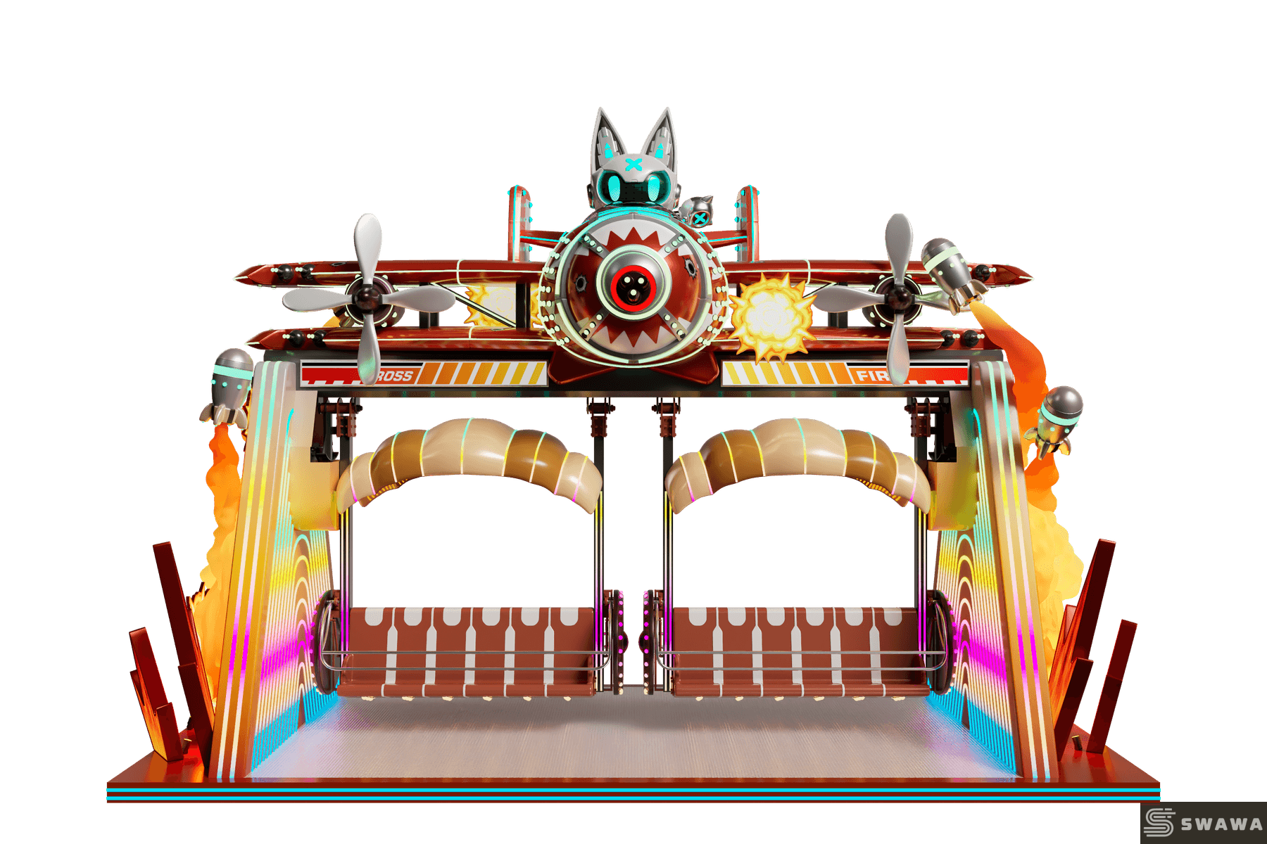 StarCore Agents™ CrossFire Themed Swing Ride | 24-Person Park Amusement Equipment