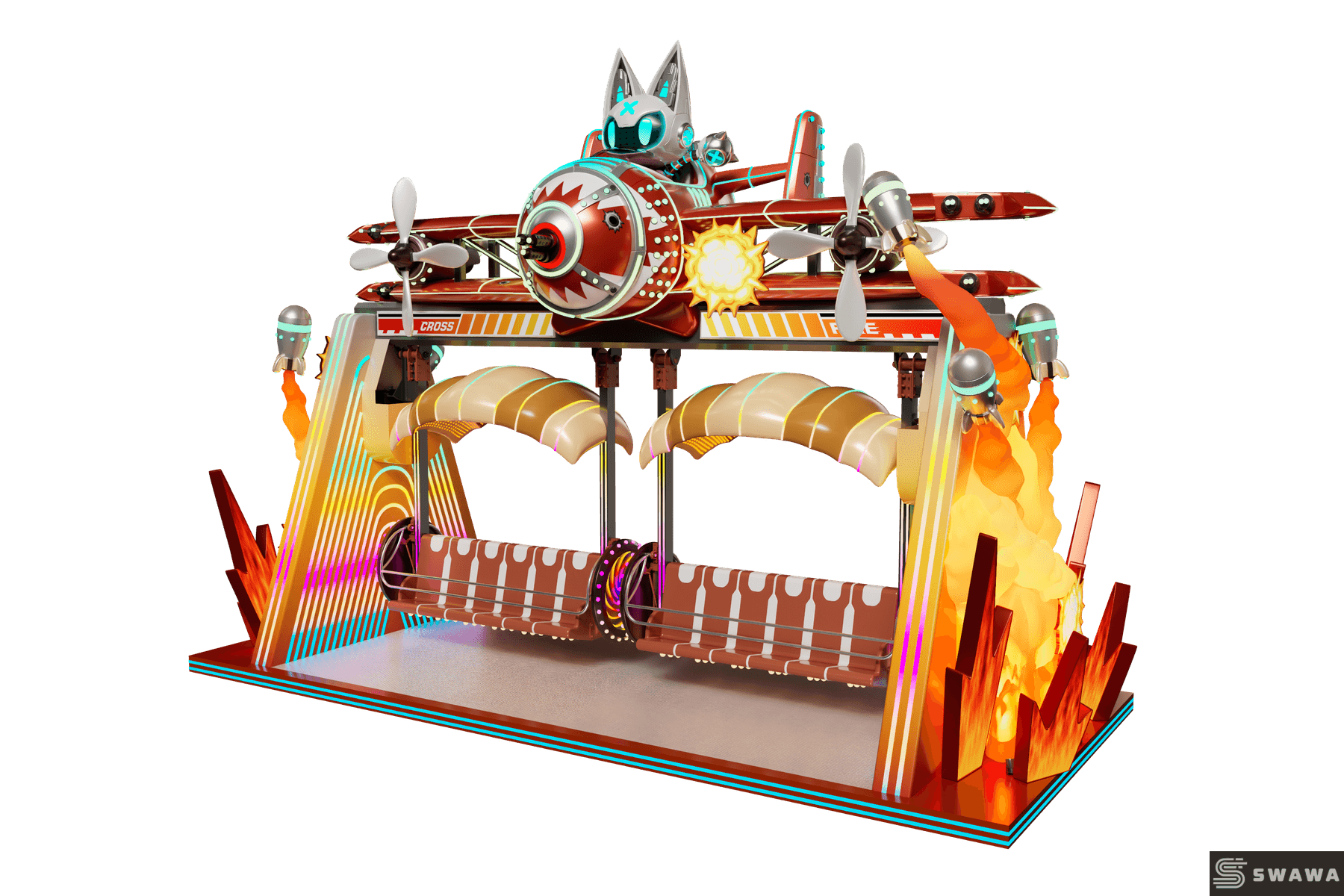 StarCore Agents™ CrossFire Themed Swing Ride | 24-Person Park Amusement Equipment