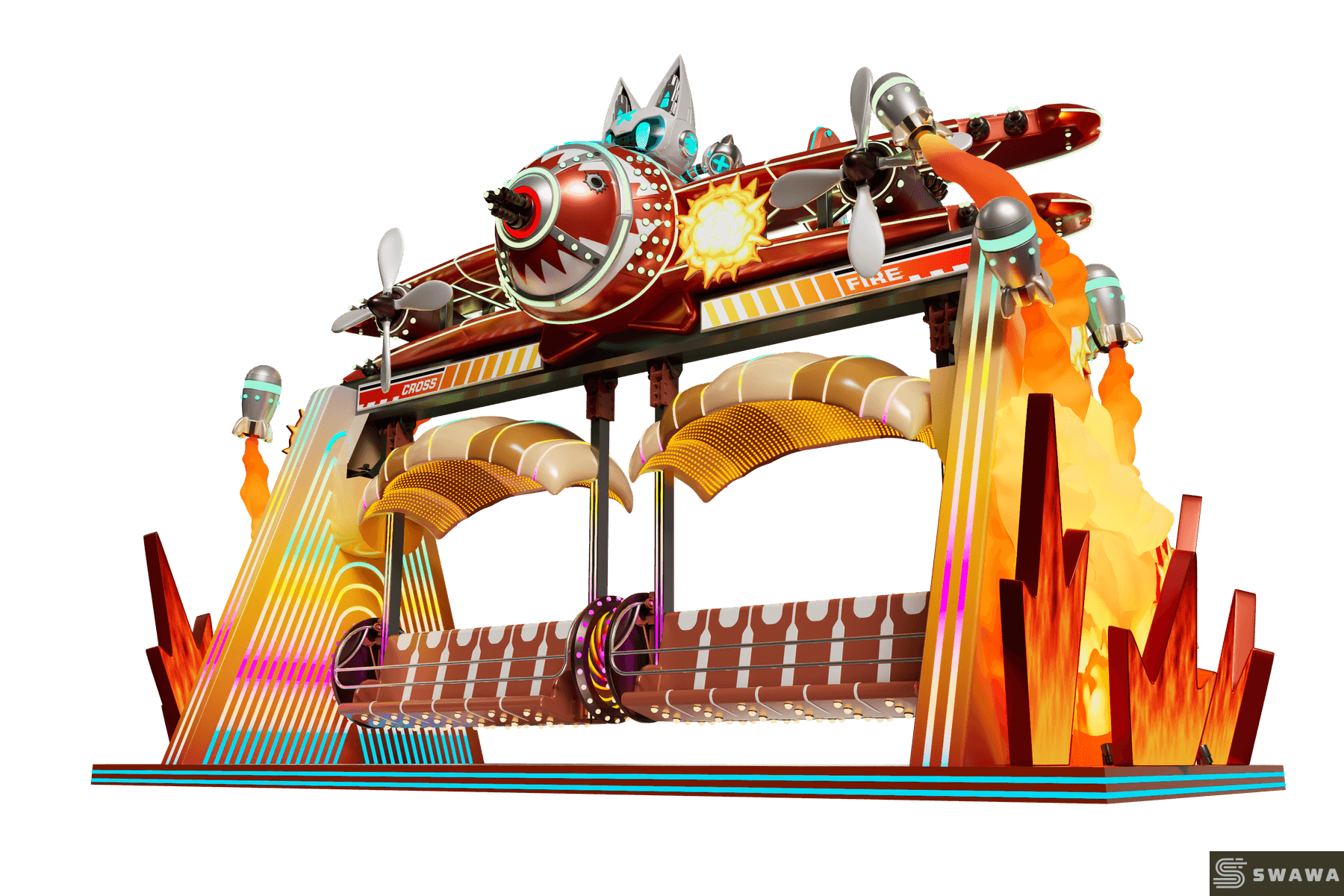 StarCore Agents™ CrossFire Themed Swing Ride | 24-Person Park Amusement Equipment