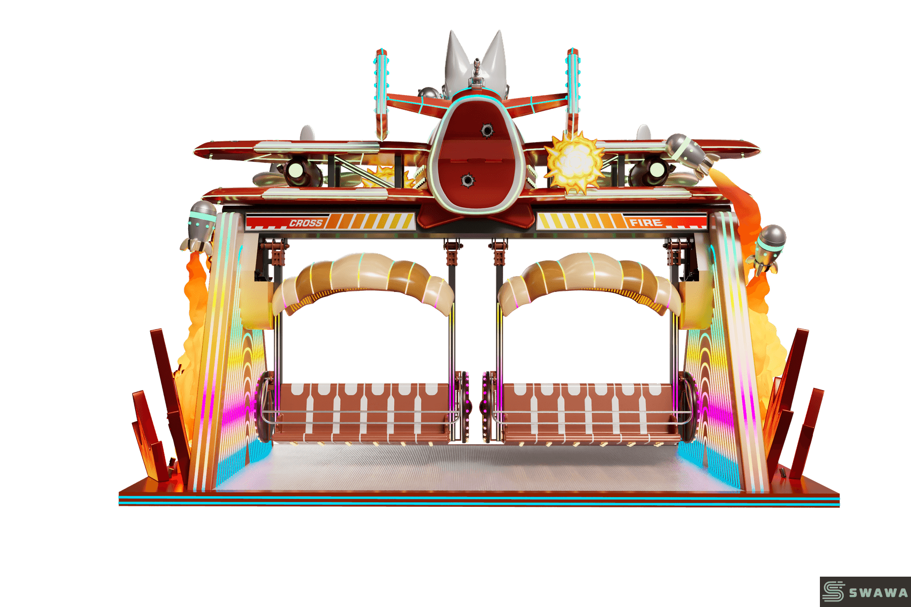 StarCore Agents™ CrossFire Themed Swing Ride | 24-Person Park Amusement Equipment