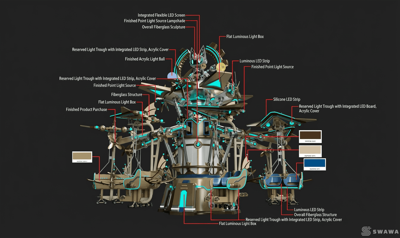 StarCore Agents™ Sci-Fi Aerial Bicycle Amusement Ride | 16-Person Star Nucleus Explorer