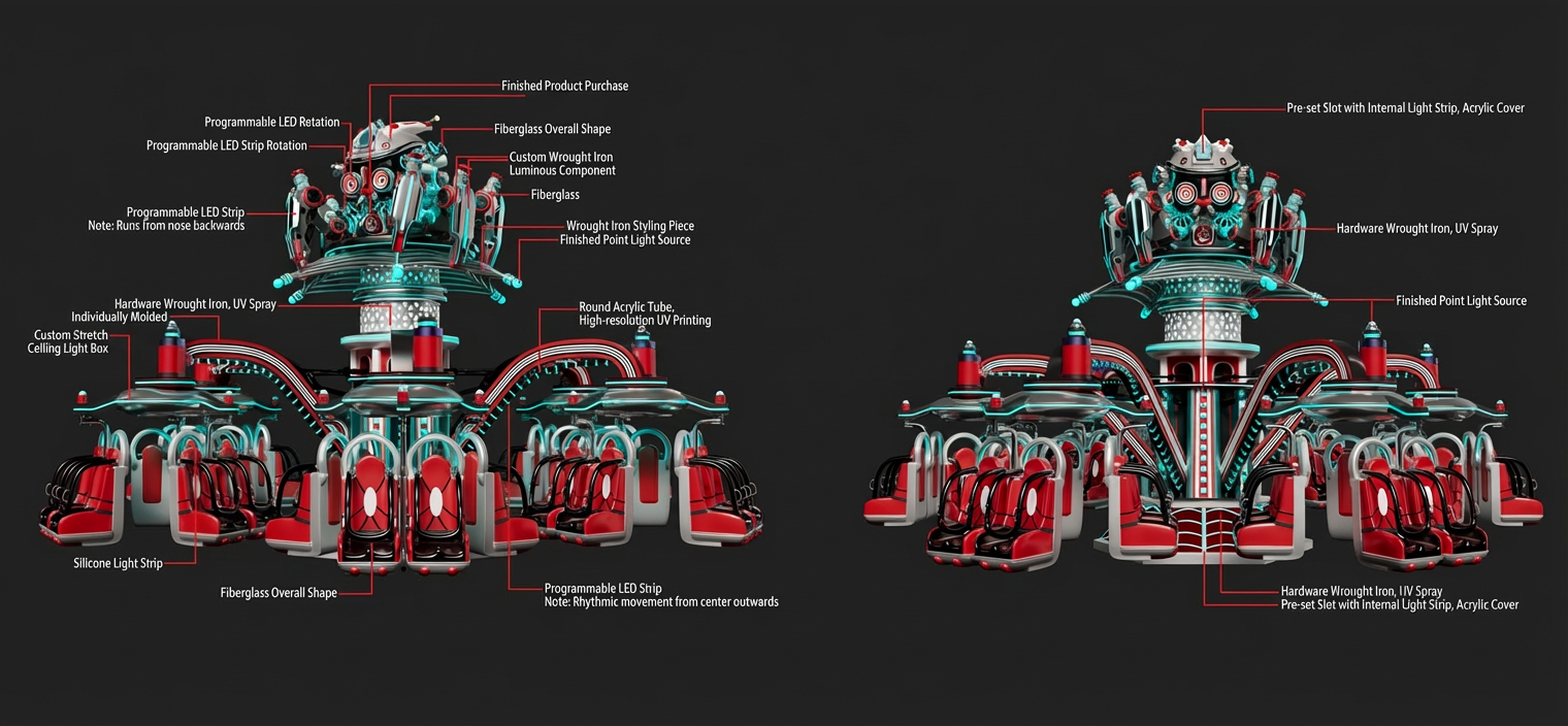 StarCore Agents™ Sci-Fi "Nuclear Crisis" Flying Chair Ride | 36-Seat Swing Ride for Amusement Parks