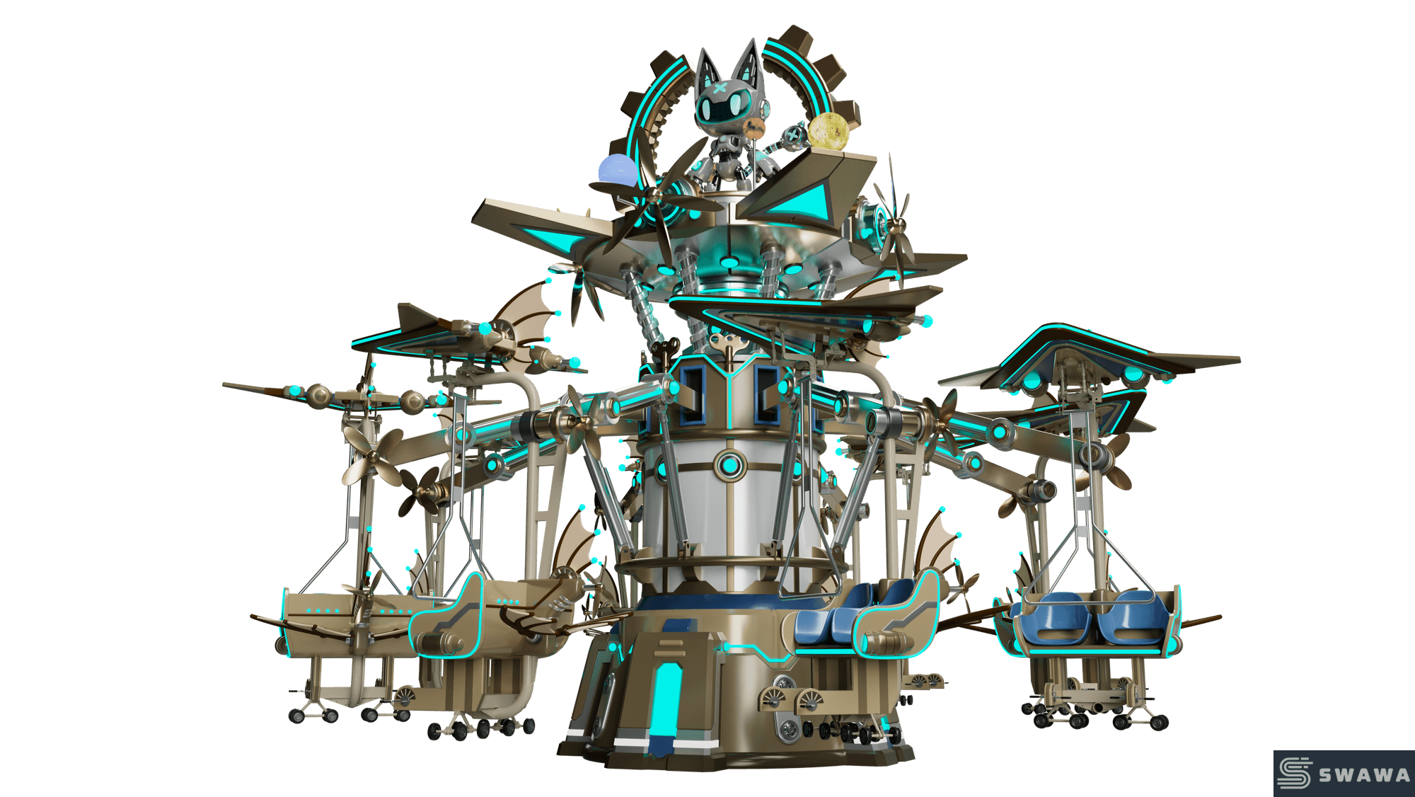 StarCore Agents™ Sci-Fi Aerial Bicycle Amusement Ride | 16-Person Star Nucleus Explorer