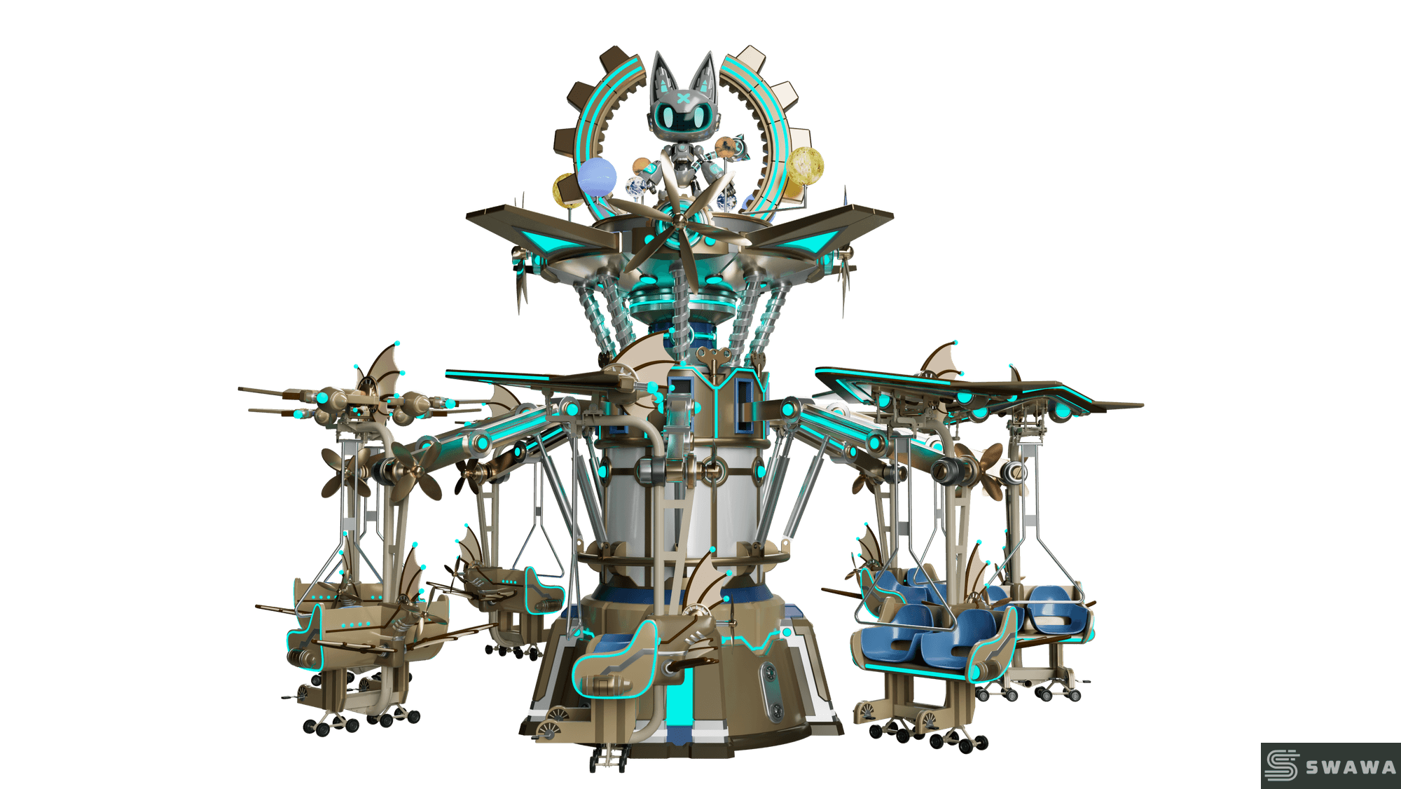 StarCore Agents™ Sci-Fi Aerial Bicycle Amusement Ride | 16-Person Star Nucleus Explorer