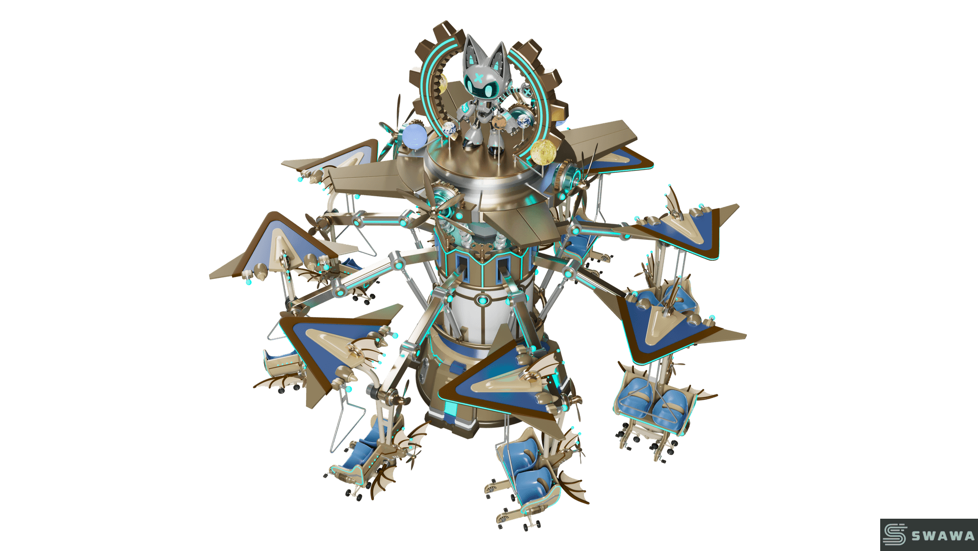 StarCore Agents™ Sci-Fi Aerial Bicycle Amusement Ride | 16-Person Star Nucleus Explorer