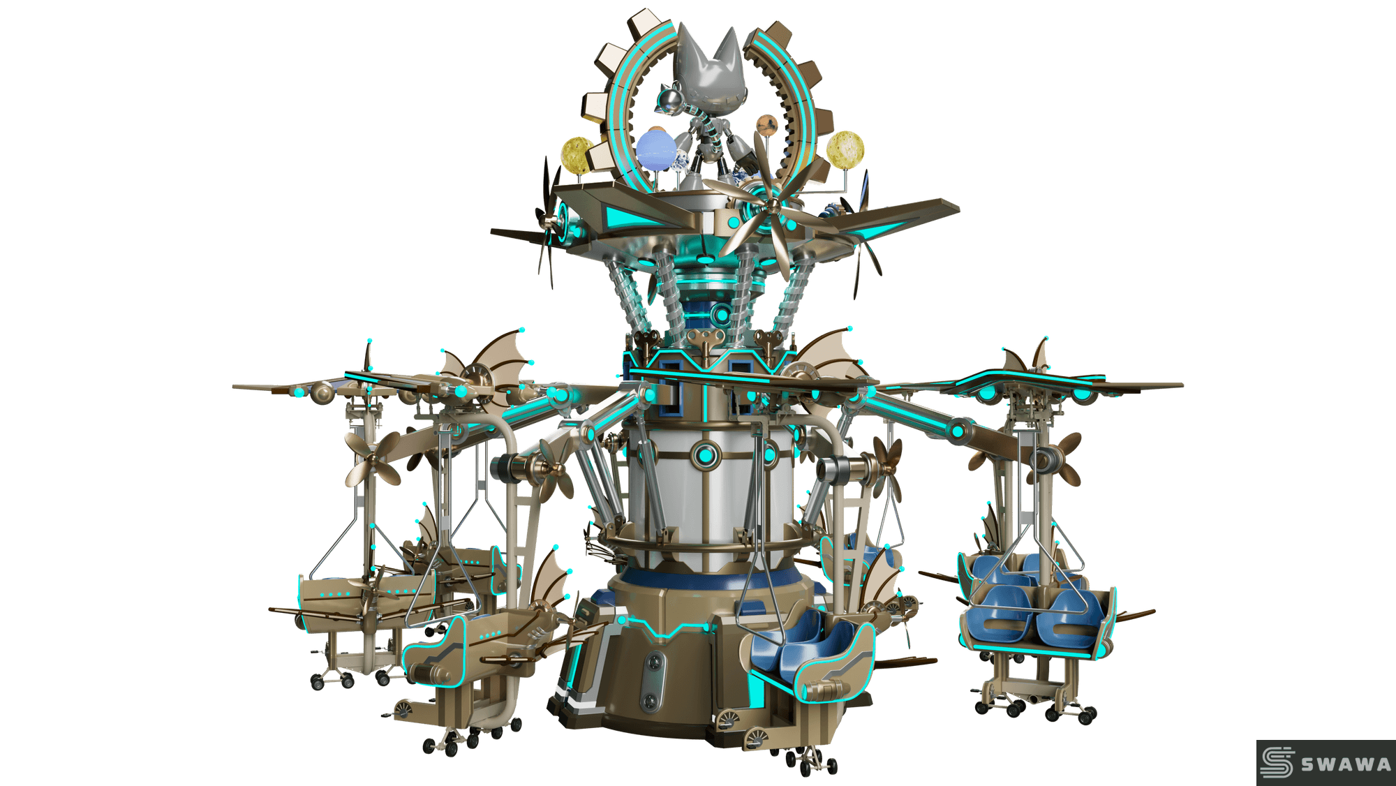 StarCore Agents™ Sci-Fi Aerial Bicycle Amusement Ride | 16-Person Star Nucleus Explorer