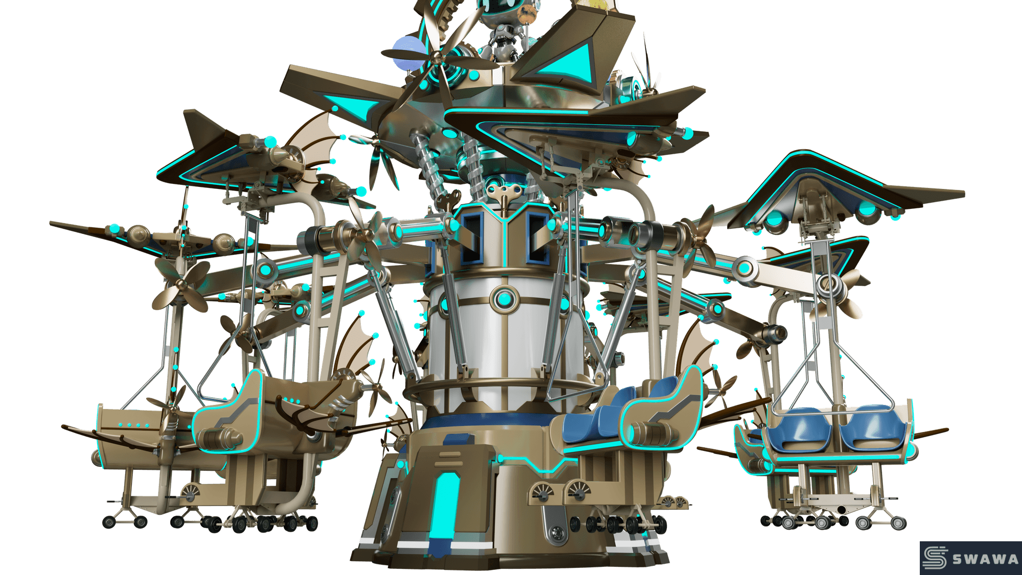 StarCore Agents™ Sci-Fi Aerial Bicycle Amusement Ride | 16-Person Star Nucleus Explorer