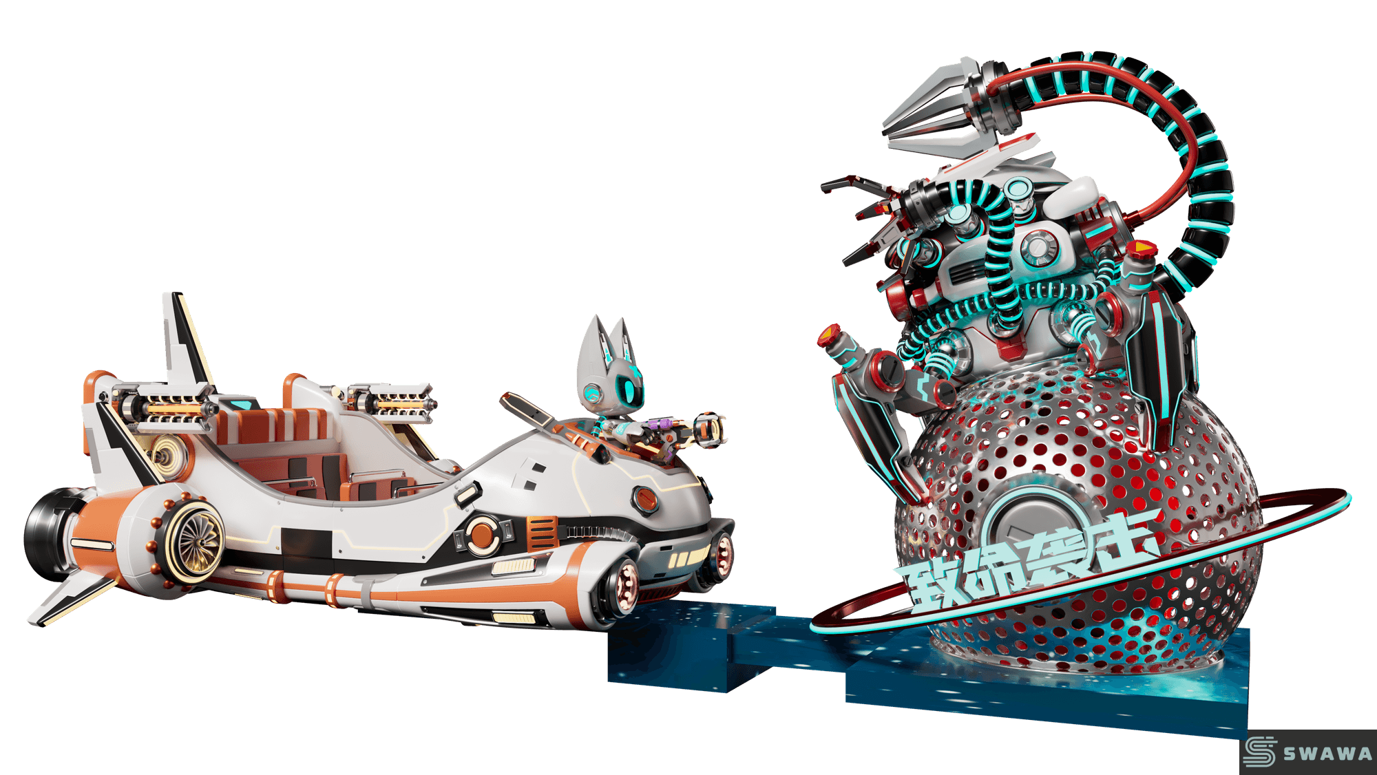 StarCore Agents™ Alien Invasion Themed Rotating Battle Ship | 16-Person Stimulating Amusement Ride