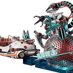 StarCore Agents™ Alien Invasion Themed Rotating Battle Ship | 16-Person Stimulating Amusement Ride