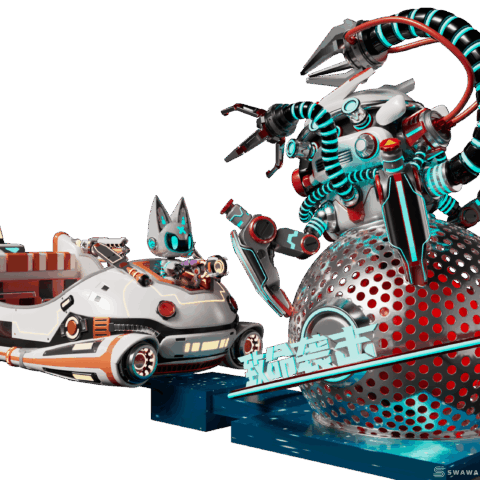 StarCore Agents™ Alien Invasion Themed Rotating Battle Ship | 16-Person Stimulating Amusement Ride
