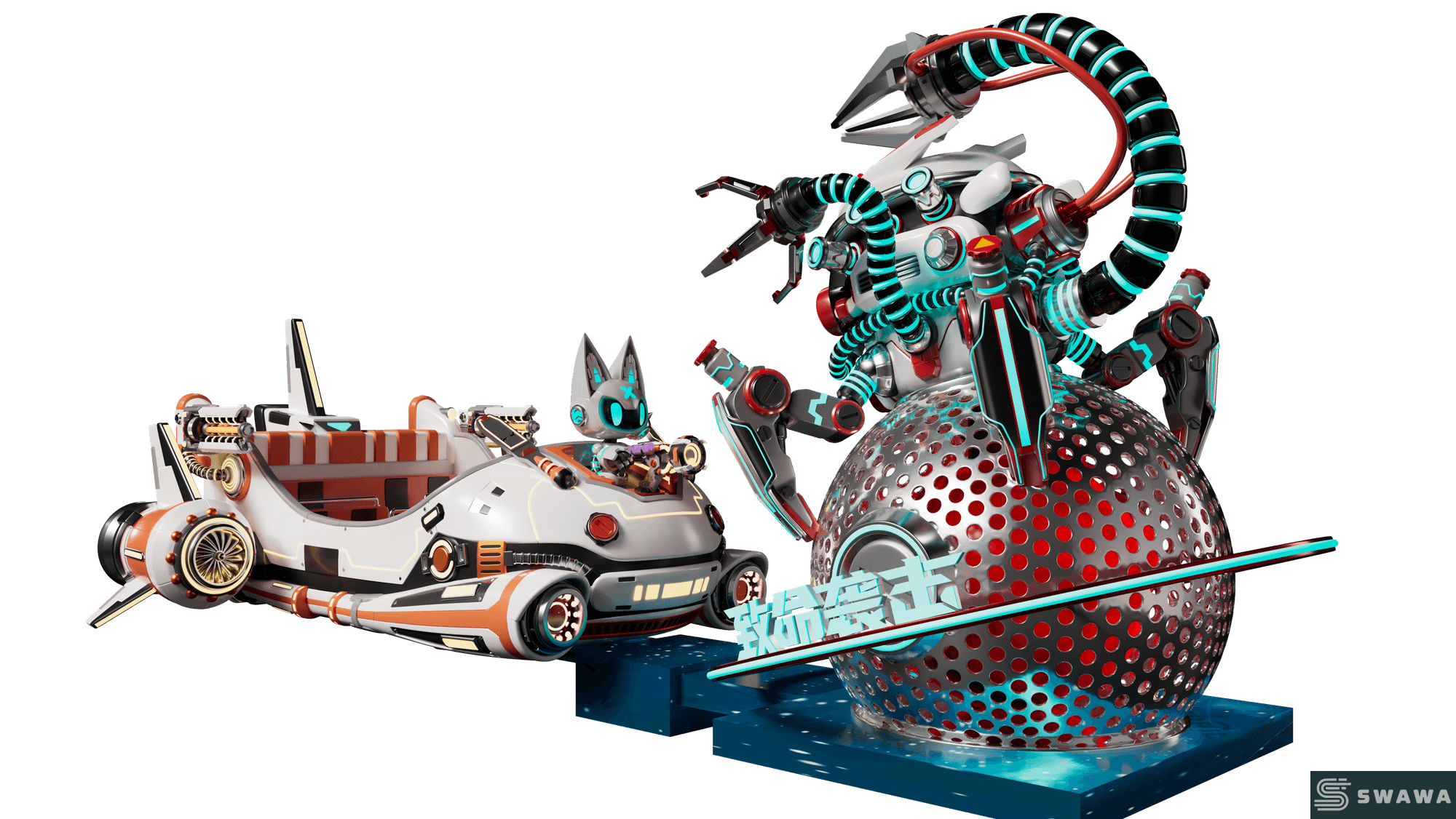 StarCore Agents™ Alien Invasion Themed Rotating Battle Ship | 16-Person Stimulating Amusement Ride