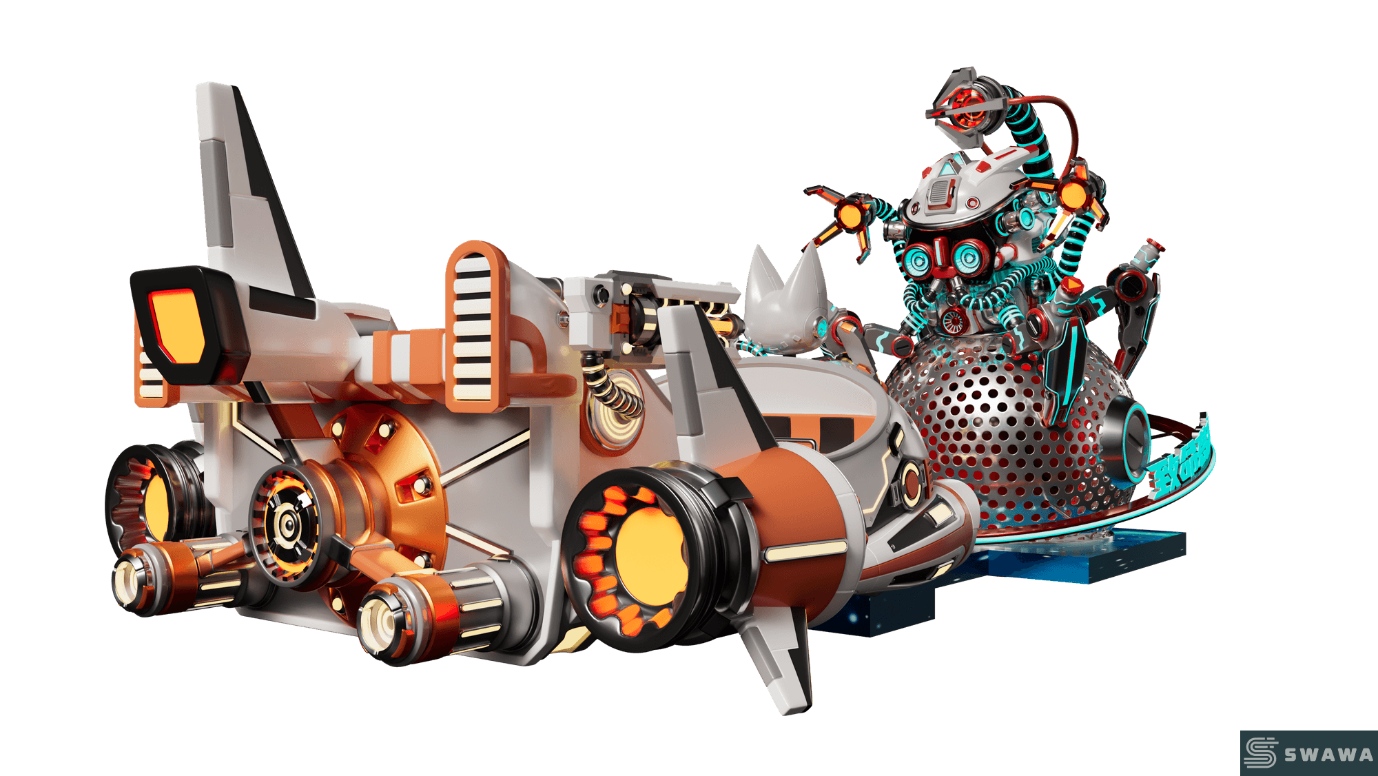 StarCore Agents™ Alien Invasion Themed Rotating Battle Ship | 16-Person Stimulating Amusement Ride