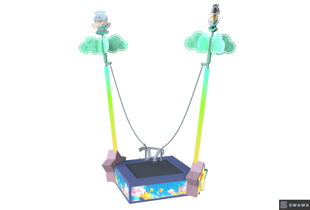 Swawa High-ROI Single Bungee Trampoline - Compact Kids Jumping Zone for Malls & Parks