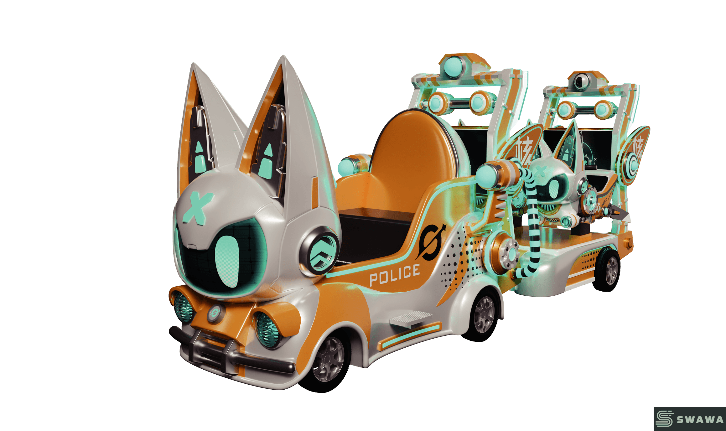 StarCore Agents™ Electric Trackless Train with Cyber-Cat Theme | Amusement Ride Manufacturer