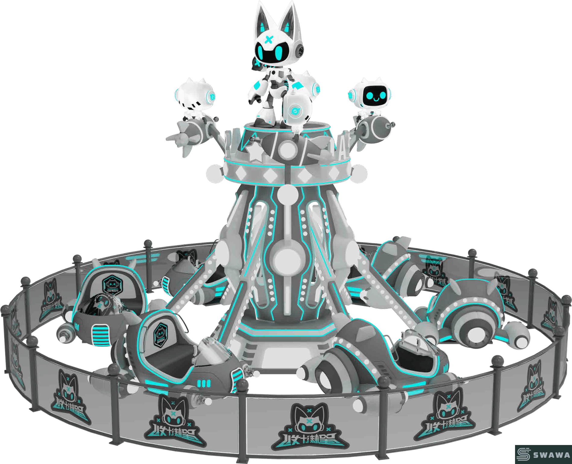 StarCore Agents™ Meow Nuclear Team Futuristic Universe Revolving Amusement Ride | 12-Person