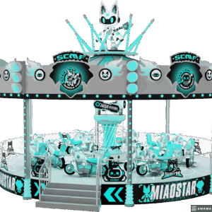 StarCore Agents™ "Catnip Knight" Futuristic Motorcycle Carousel | Amusement Park Rides for Sale