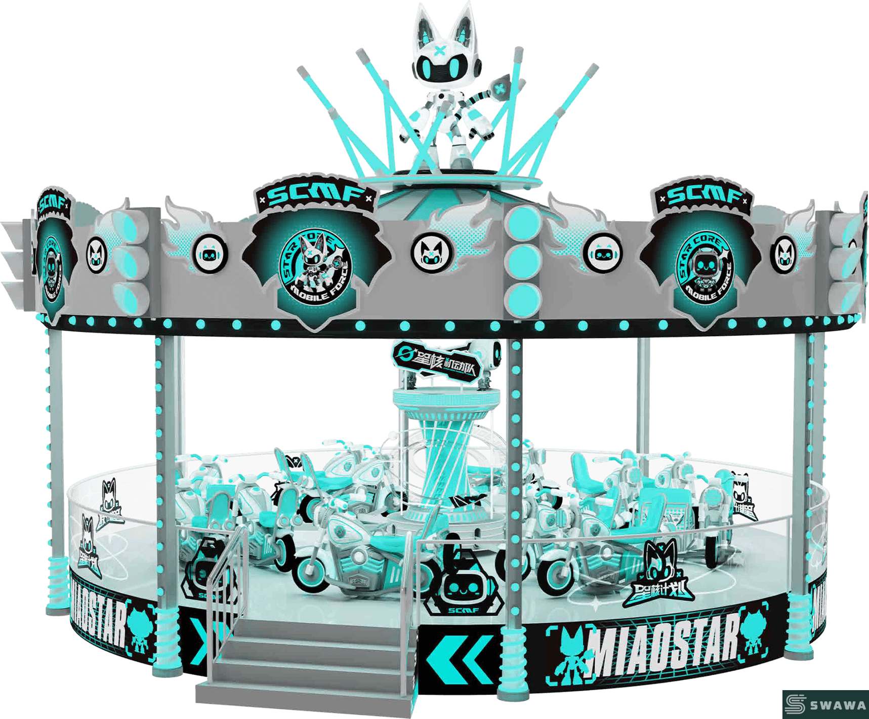 StarCore Agents™ "Catnip Knight" Futuristic Motorcycle Carousel | Amusement Park Rides for Sale