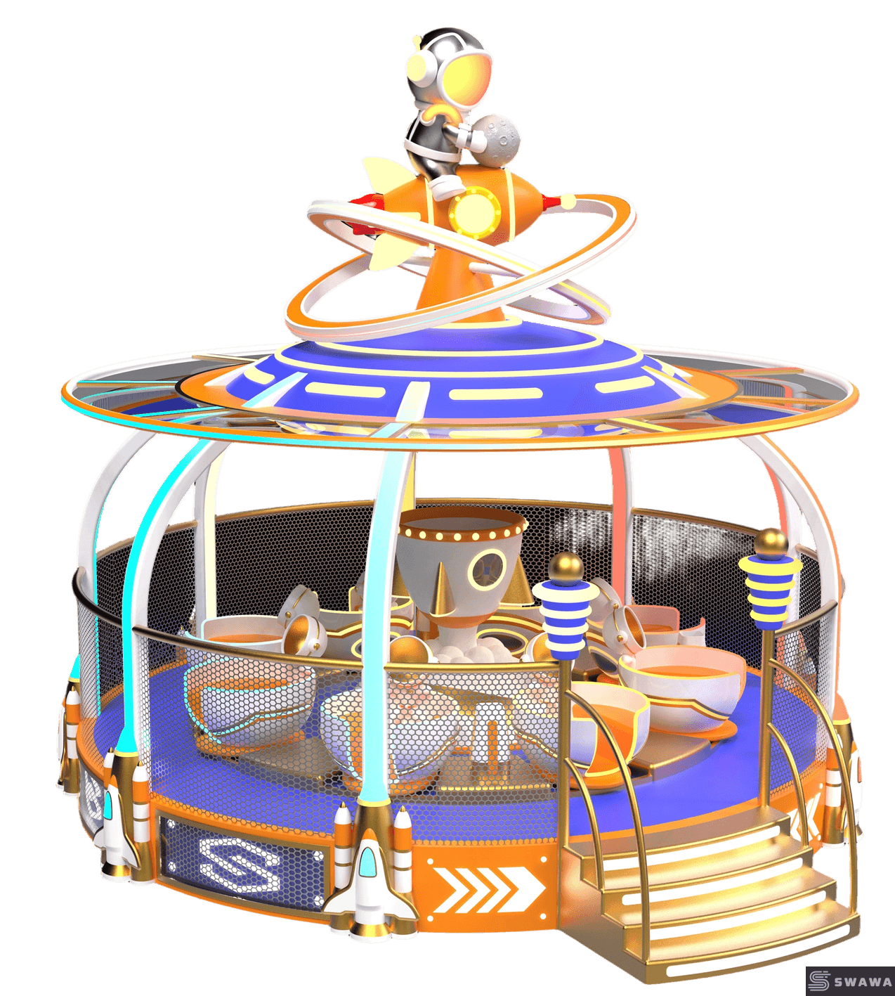 Swawa Cyber-Space Ball Shooting Ride - 16-Seat Interactive Family Attraction for Malls (High-ROI)