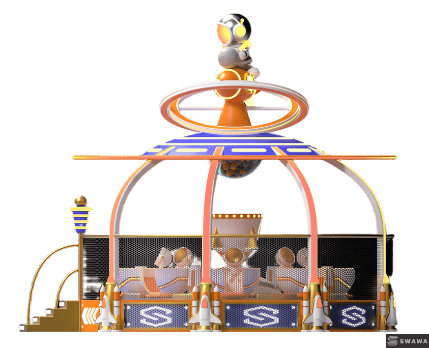 Swawa Cyber-Space Ball Shooting Ride - 16-Seat Interactive Family Attraction for Malls (High-ROI)