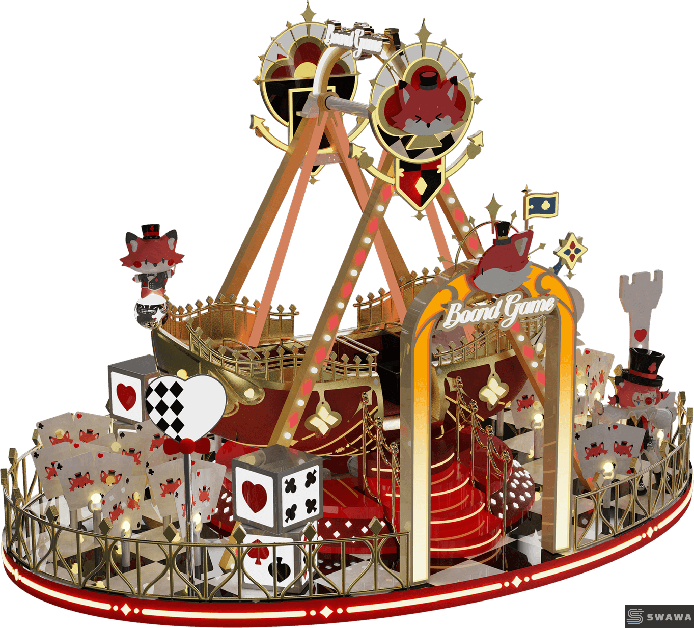 Swawa Magic Poker Themed Pirate Ship Ride - 12 Seats High-ROI Viking Boat for Malls & Parks