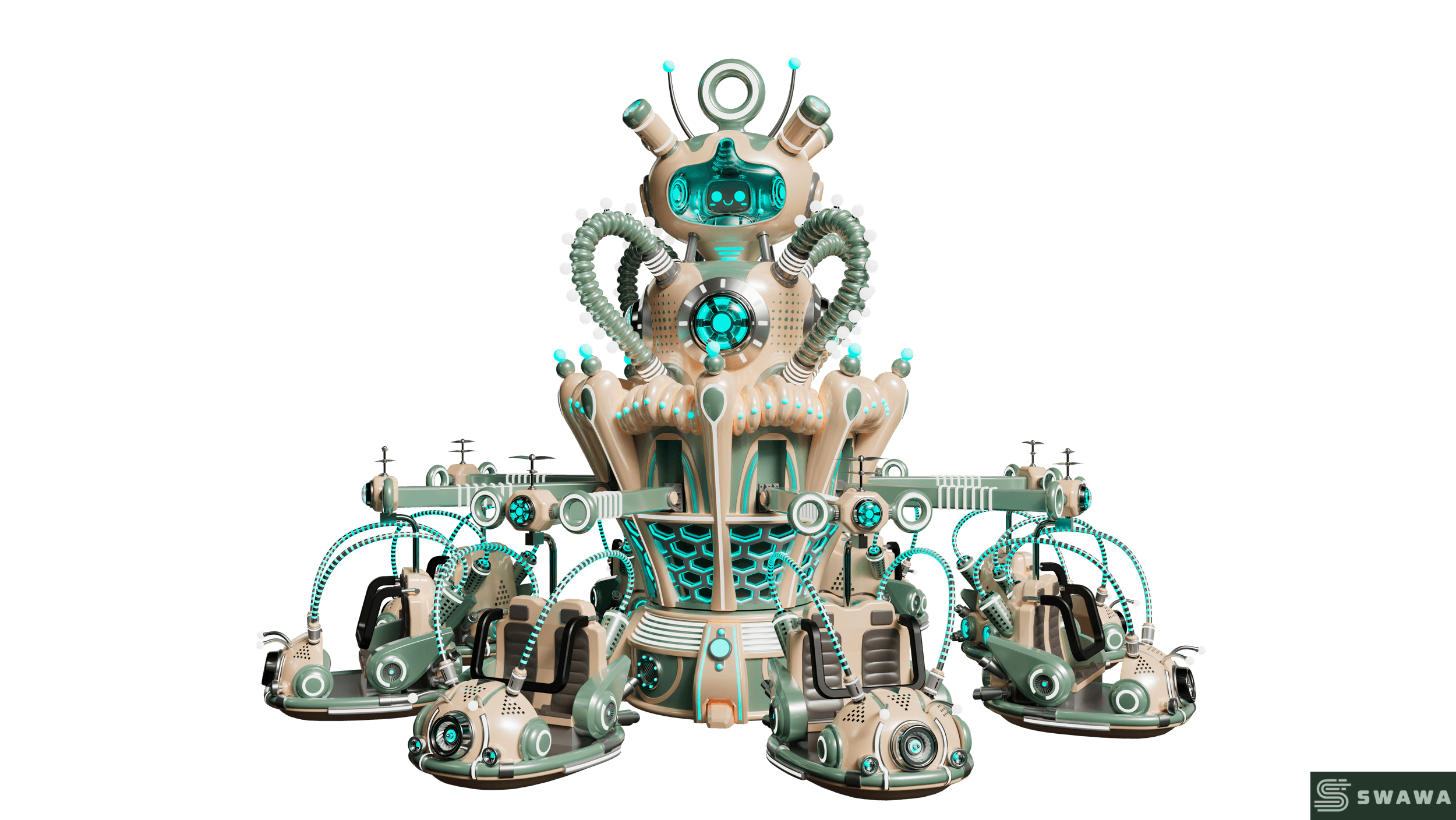 StarCore Agents™ Mecha-Style Quantum Bouncer Ride | 16-Person Outdoor Park Thrill Ride