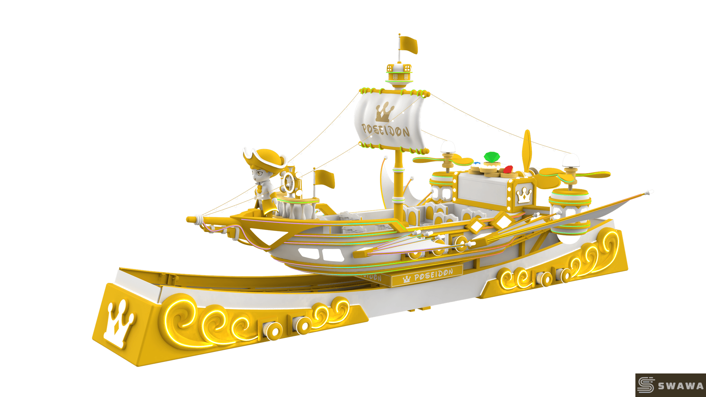 Swawa Poseidon Pirate Ship Ride - Luxury 24-Seat Viking Boat for Theme Parks & Malls | High-ROI